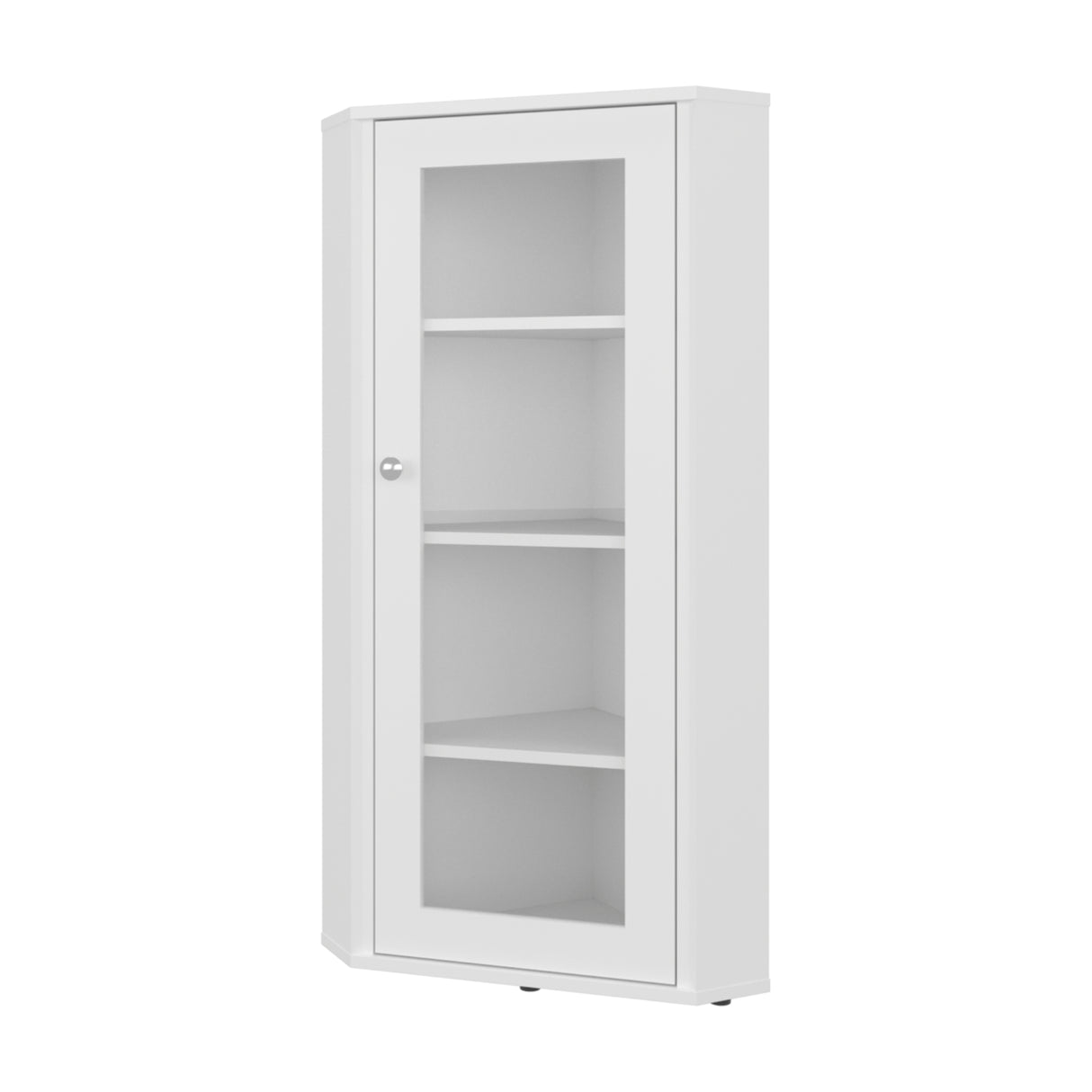 Vitrina Esquinera Genova Blanco 59.4x110.6cm Triangular con Tres Entrepaños - BIBLIOTECAS Y ESTANTERIAS | Bylmo