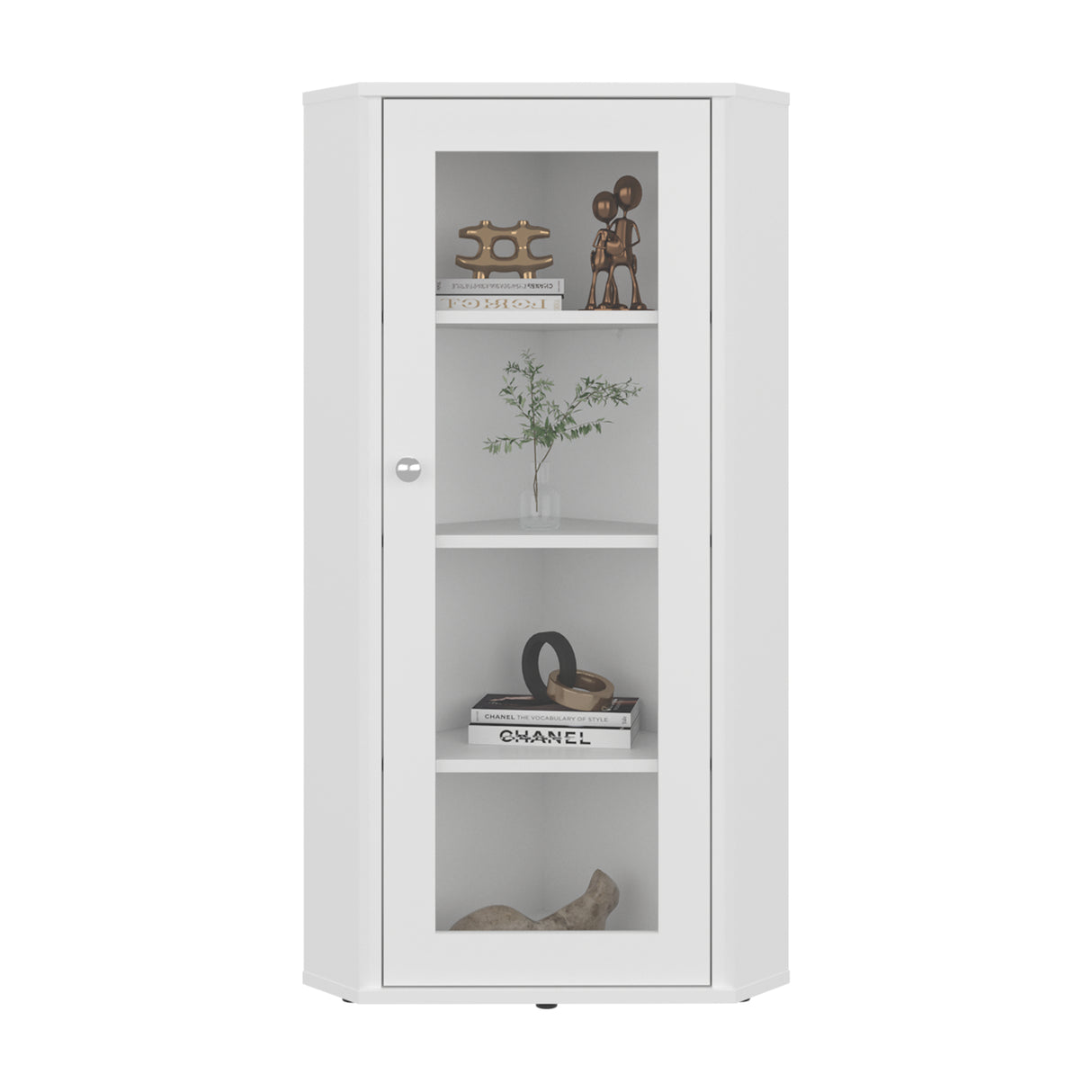 Vitrina Esquinera Genova Blanco 59.4x110.6cm Triangular con Tres Entrepaños - BIBLIOTECAS Y ESTANTERIAS | Bylmo