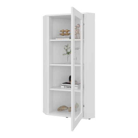 Vitrina Esquinera Genova Blanco 59.4x110.6cm Triangular con Tres Entrepaños - BIBLIOTECAS Y ESTANTERIAS | Bylmo