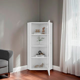 Vitrina Esquinera Genova Blanco 59.4x110.6cm Triangular con Tres Entrepaños - BIBLIOTECAS Y ESTANTERIAS | Bylmo
