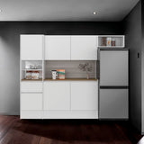 Cocina Dali Blanco y Fresno Europeo 229x182.5cm sin Mesón y sin Pozuelo