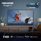 Televisor Challenger Google TV Negro 96.2x61.3cm de 43" Pulgadas Led FULL HD 1080P Smart con Bluetooth y Wifi Integrado - TELEVISORES | Bylmo