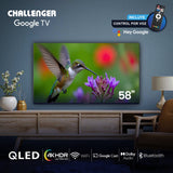 Televisor Challenger Google TV Negro 128.5x80.5cm de 58" Pulgadas Qled 4K 2160P Smart con Bluetooth y Wifi Integrado