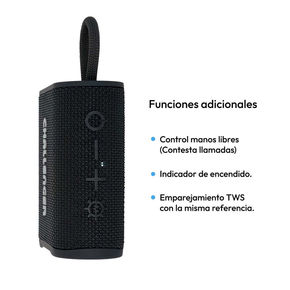 Parlante Portátil Challenger Negro 10.3x4.4cm con Bluetooth - PARLANTES | Bylmo