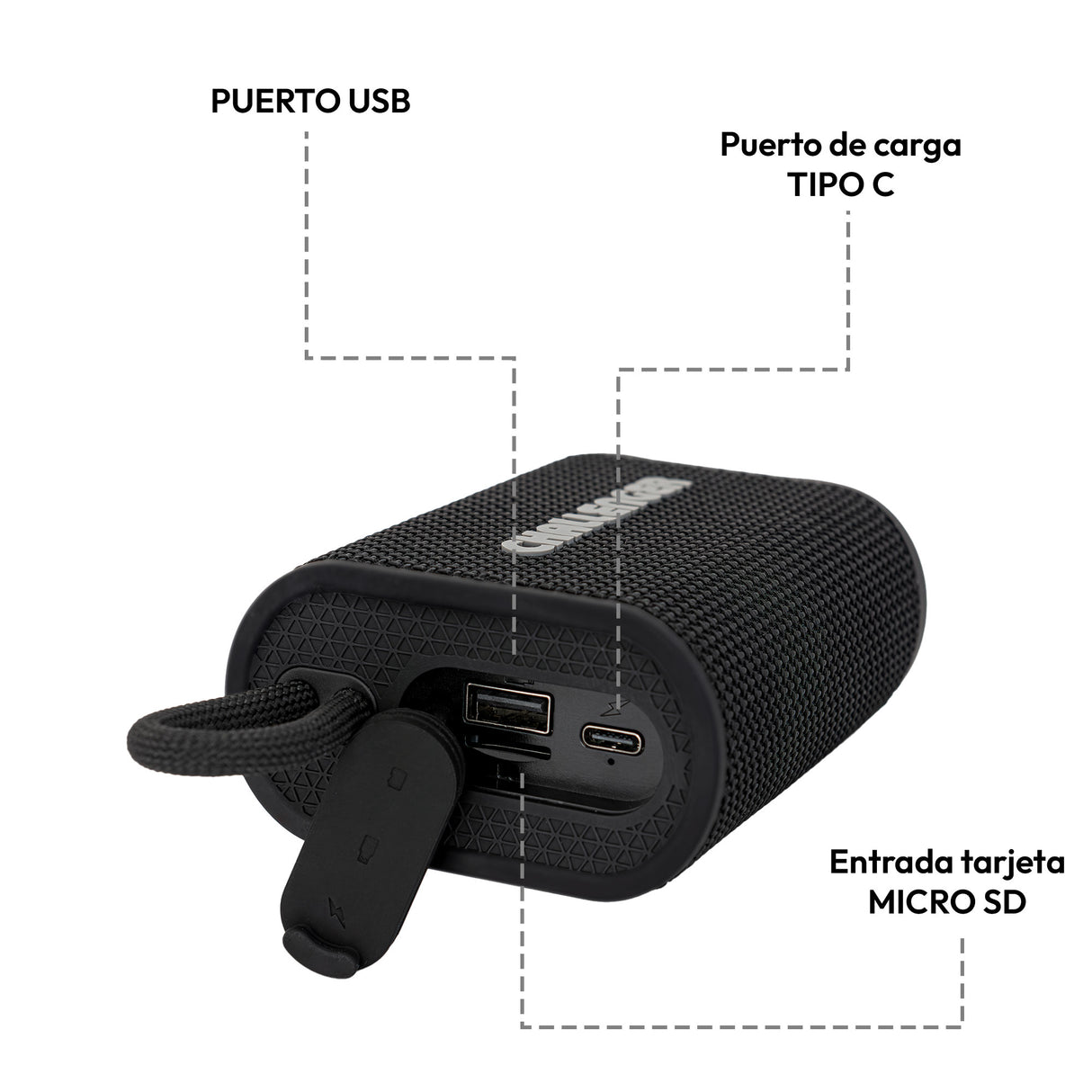 Parlante Portátil Challenger Negro 10.3x4.4cm con Bluetooth - PARLANTES | Bylmo