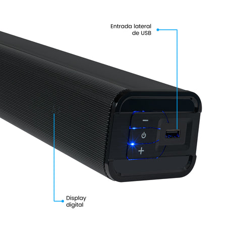 Barra de Sonido Challenger Negro 80x6cm con Bluetooth y Control Remoto - BARRAS DE SONIDO | Bylmo