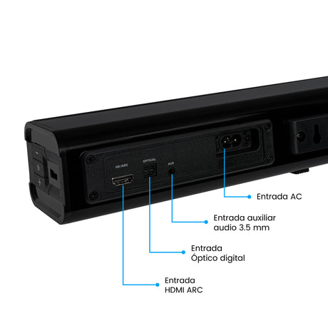 Barra de Sonido Challenger Negro 80x6cm con Bluetooth y Control Remoto - BARRAS DE SONIDO | Bylmo