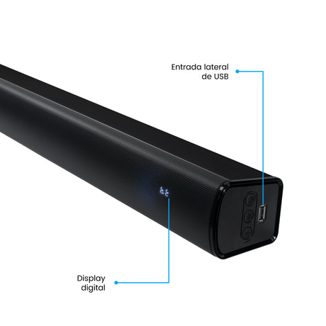 Barra de Sonido Challenger Negro 90x7cm con Bluetooth y Control Remoto - BARRAS DE SONIDO | Bylmo