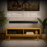 Barra de Sonido Challenger Negro 90x7cm con Bluetooth y Control Remoto