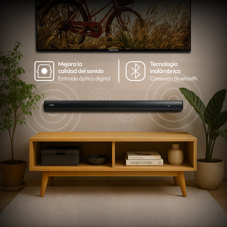Barra de Sonido Challenger Negro 90x7cm con Bluetooth y Control Remoto - BARRAS DE SONIDO | Bylmo