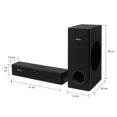 Barra de Sonido con Subwoofer Challenger Negro 55x43.9cm con Bluetooth y Control Remoto - BARRAS DE SONIDO | Bylmo