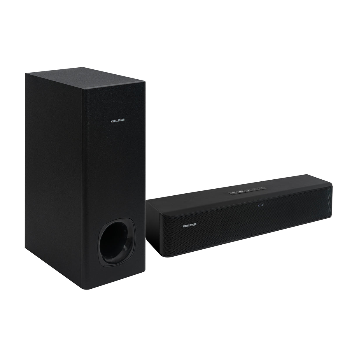 Barra de Sonido con Subwoofer Challenger Negro 55x43.9cm con Bluetooth y Control Remoto - BARRAS DE SONIDO | Bylmo