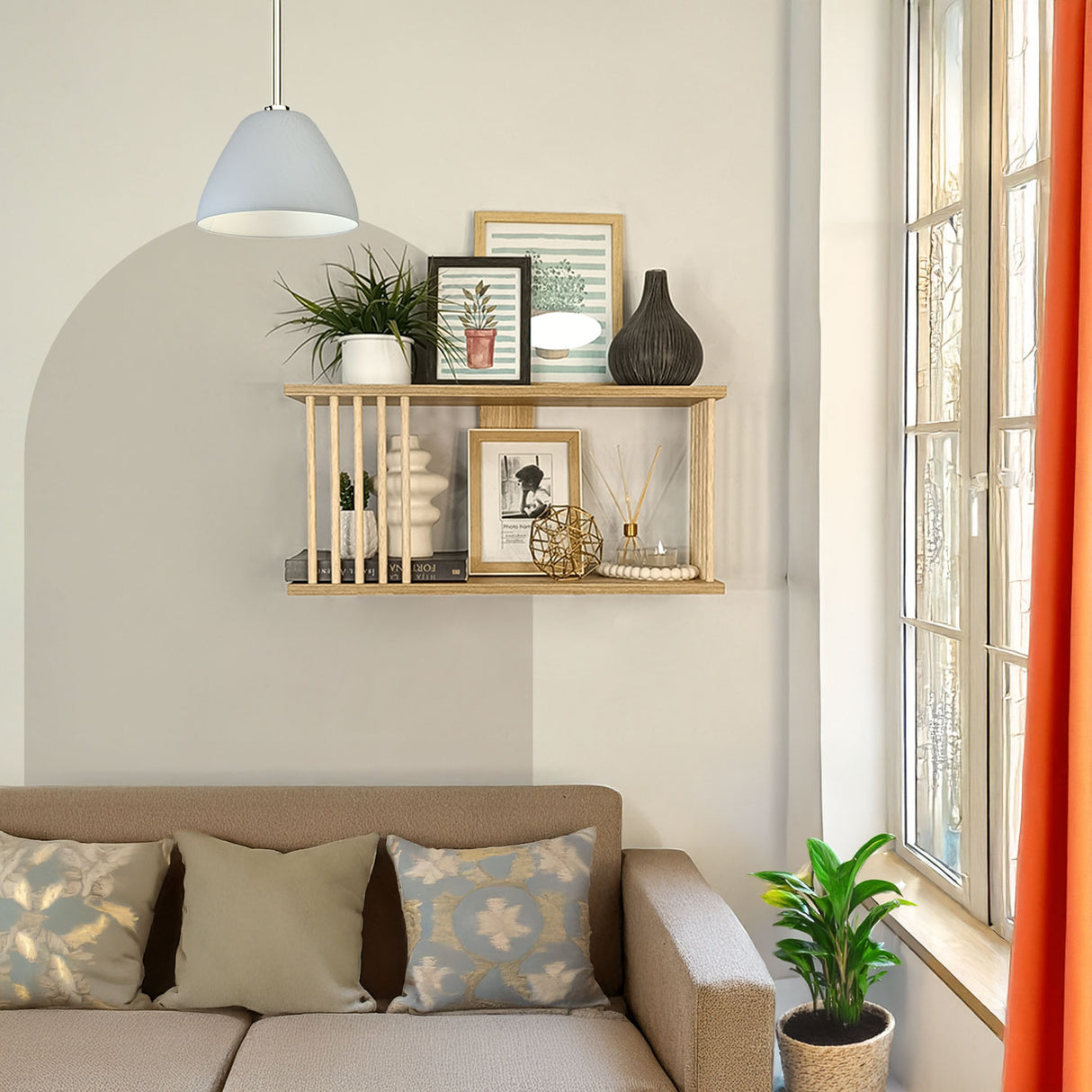 Repisa Rectangular Oasis Fresno Balance y Pino Natural 60x30cm con Dos Entrepaños - REPISAS | Bylmo