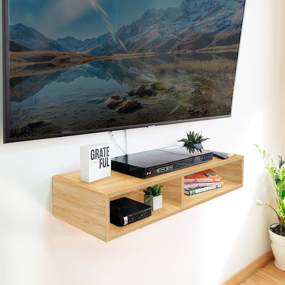 Repisa Rectangular Smart Pro Madera Natural 80x15cm con Un Entrepaño