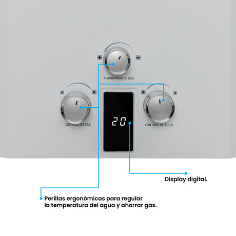 Calentador de Agua Challenger Blanco y Negro 35x61cm 12 Litros de Tiro Natural para Gas Natural - CALENTADORES DE AGUA | Bylmo