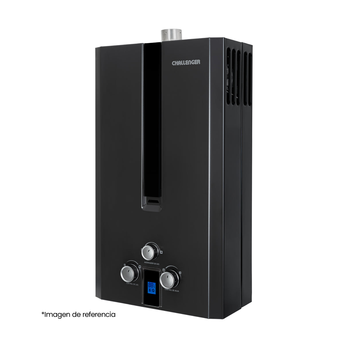 Calentador de Agua Challenger Negro 35x61cm 12 Litros de Tiro Forzado para Gas Natural - CALENTADORES DE AGUA | Bylmo