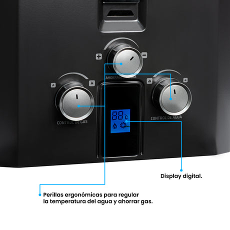 Calentador de Agua Challenger Negro 35x61cm 12 Litros de Tiro Forzado para Gas Natural - CALENTADORES DE AGUA | Bylmo