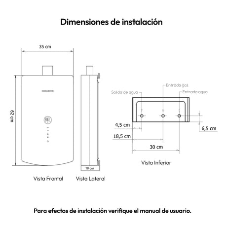 Calentador de Agua Challenger Negro 35x60.6cm 12 Litros de Tiro Forzado para Gas Natural - CALENTADORES DE AGUA | Bylmo