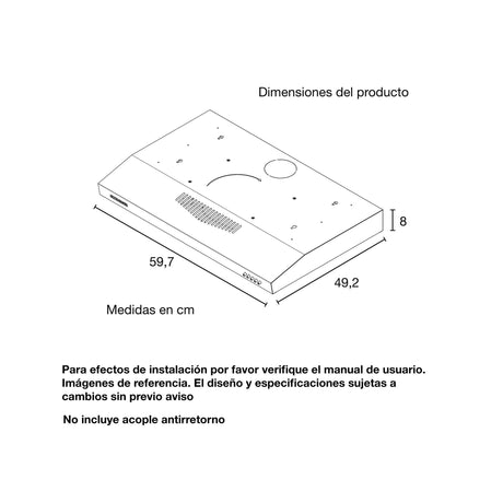 Campana Extractora Challenger Negro 59.7x8cm de Tres Velocidades - CAMPANAS Y EXTRACTORES | Bylmo