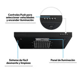 Campana Extractora Challenger Negro 59.7x8cm de Tres Velocidades - CAMPANAS Y EXTRACTORES | Bylmo