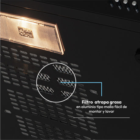 Campana Extractora Challenger Negro 59.7x8cm de Tres Velocidades - CAMPANAS Y EXTRACTORES | Bylmo