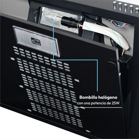 Campana Extractora Challenger Negro 59.7x8cm de Tres Velocidades - CAMPANAS Y EXTRACTORES | Bylmo