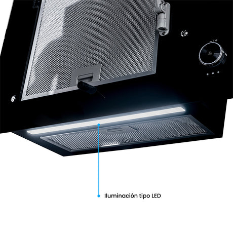Campana Península Challenger Aura Negro 60x79.5cm de Tres Velocidades - CAMPANAS Y EXTRACTORES | Bylmo