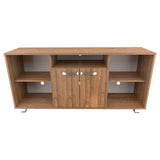 Mesa para TV Amaretto y Blanco 140x65cm Para TV Hasta 60 Pulgadas con Un Cajón con Ranuras para Cables y con Patas - MUEBLES DE TV | Bylmo