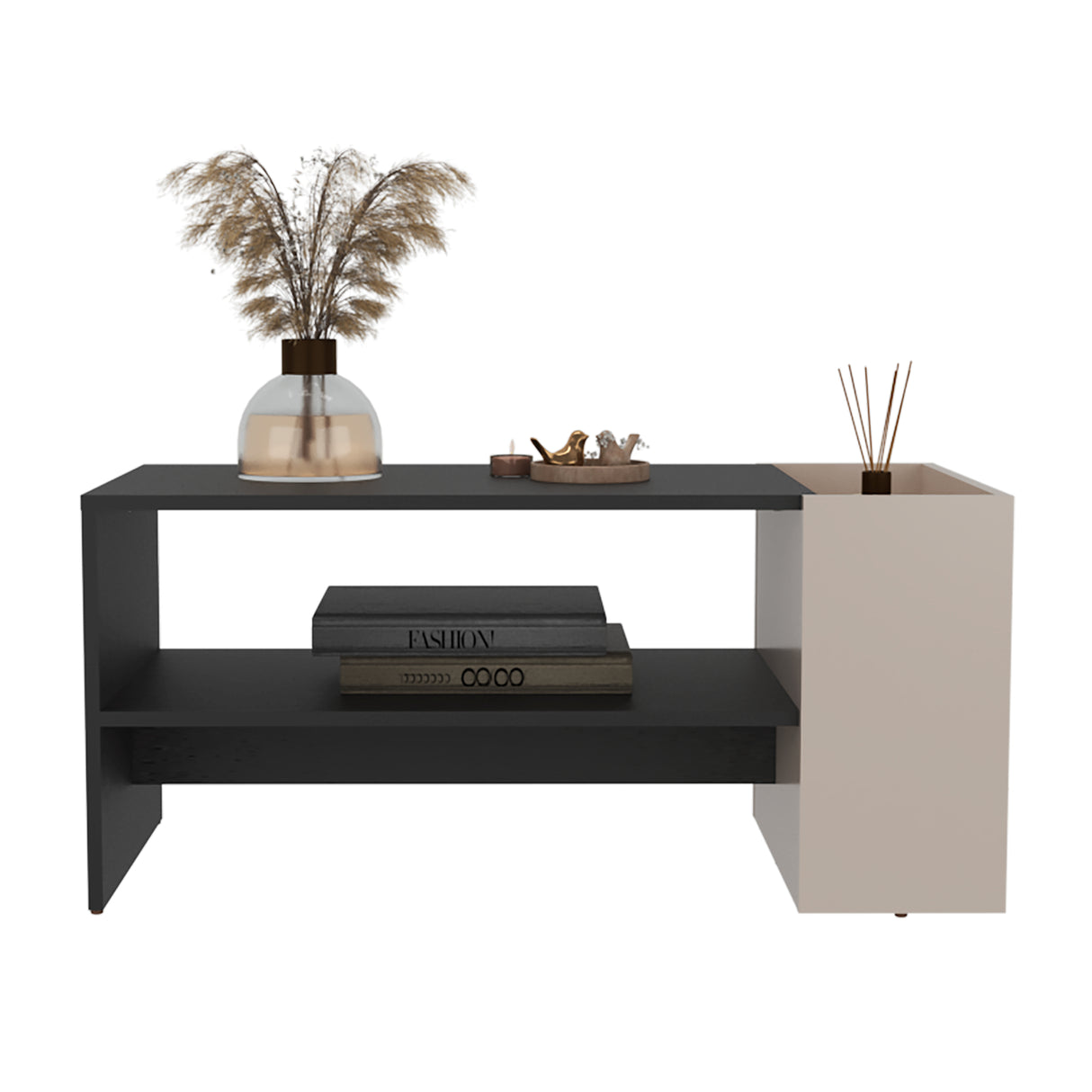 Mesa de Centro Adel Capri y Wengue 91x42cm Rectangular con Compartimiento