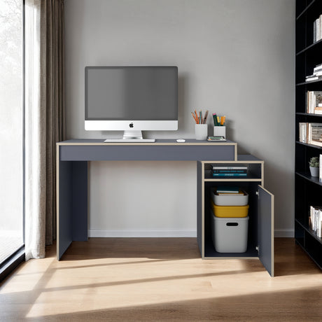 Centro de Computo Normandy Azul 132x75cm con Organizador de Libros - ESCRITORIOS | Bylmo