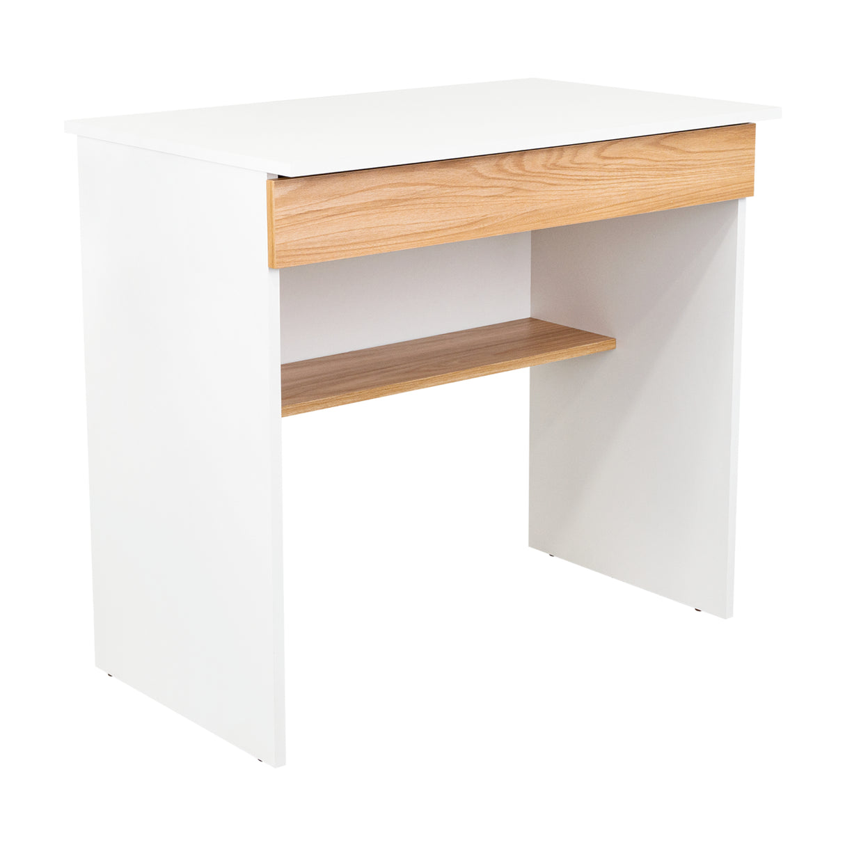Escritorio Ohio Fresno Europeo y Blanco Marquez 80x73cm con Un Cajón