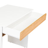 Escritorio Ohio Fresno Europeo y Blanco Marquez 80x73cm con Un Cajón