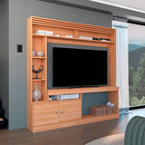 Centro de Entretenimiento Blaine Fresno Europeo 180x180.6cm para TV Hasta 65" Pulgadas con Siete Compartimientos