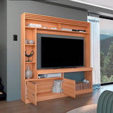 Centro de Entretenimiento Blaine Fresno Europeo 180x180.6cm para TV Hasta 65" Pulgadas con Siete Compartimientos
