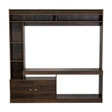 Centro de Entretenimiento Blaine Nogal 180x180.6cm para TV Hasta 65" Pulgadas con Siete Compartimientos