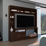 Centro de Entretenimiento Blaine Nogal 180x180.6cm para TV Hasta 65" Pulgadas con Siete Compartimientos