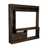 Centro de Entretenimiento Blaine Nogal 180x180.6cm para TV Hasta 65" Pulgadas con Siete Compartimientos