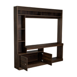 Centro de Entretenimiento Blaine Nogal 180x180.6cm para TV Hasta 65" Pulgadas con Siete Compartimientos