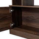 Centro de Entretenimiento Blaine Nogal 180x180.6cm para TV Hasta 65" Pulgadas con Siete Compartimientos