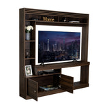 Centro de Entretenimiento Blaine Nogal 180x180.6cm para TV Hasta 65" Pulgadas con Siete Compartimientos