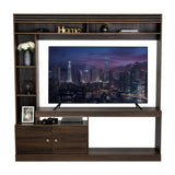Centro de Entretenimiento Blaine Nogal 180x180.6cm para TV Hasta 65" Pulgadas con Siete Compartimientos