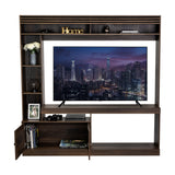 Centro de Entretenimiento Blaine Nogal 180x180.6cm para TV Hasta 65" Pulgadas con Siete Compartimientos