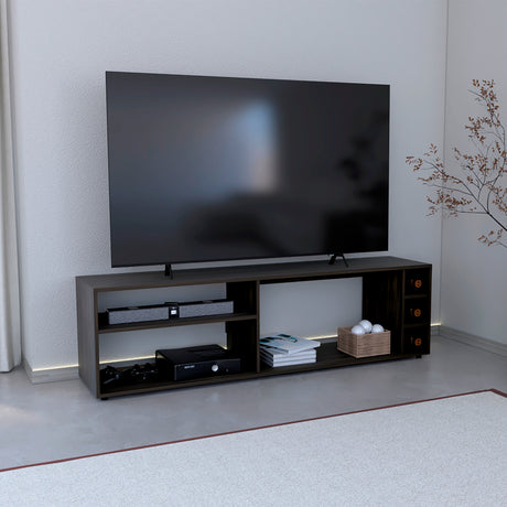 Rack de TV Suxta Nogal 160x45.4cm para TV Hasta 70" Pulgadas con Seis Compartimientos - MUEBLES DE TV | Bylmo