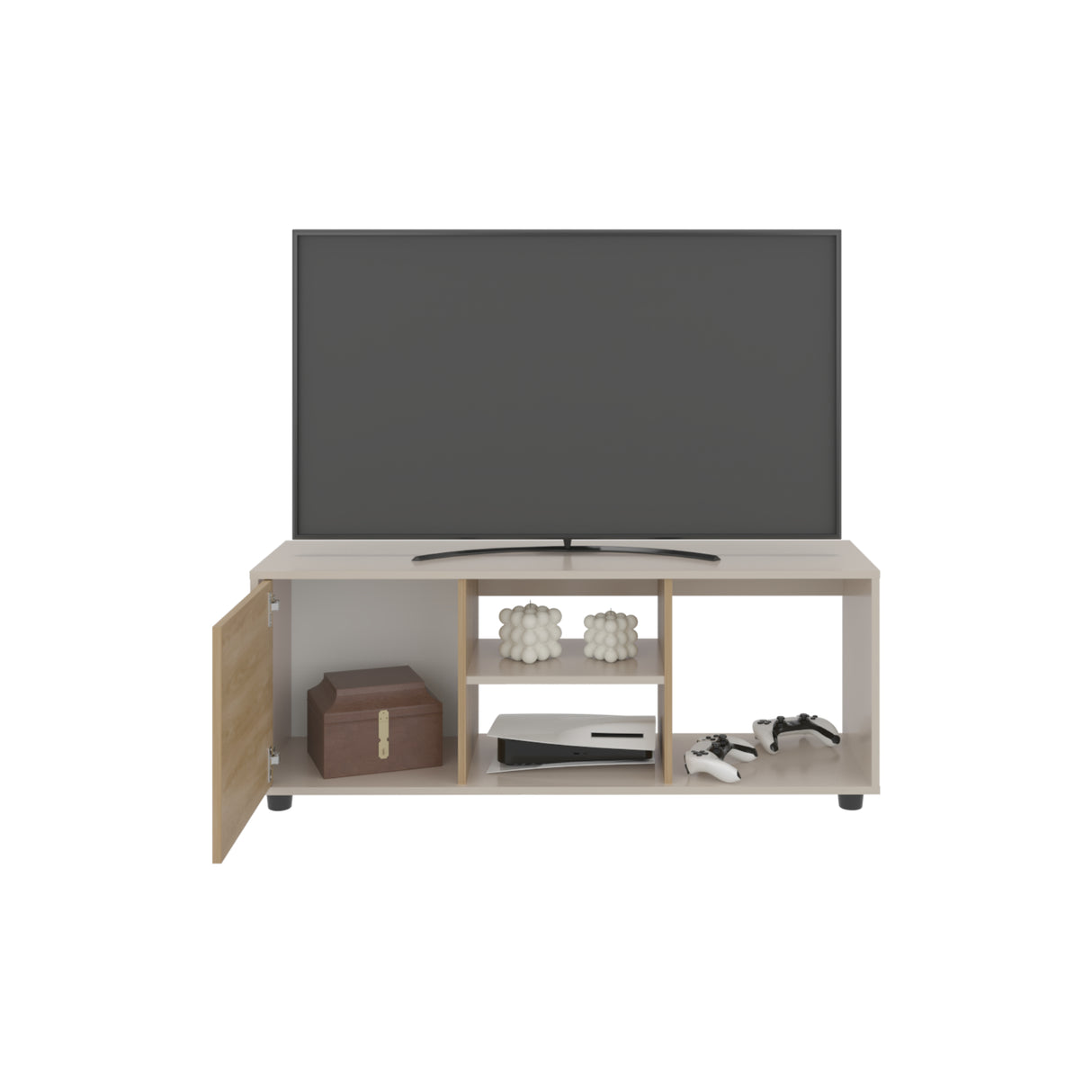 Rack de TV Adel Capri y Fresno Europeo 120.3x46.7cm para TV Hasta 50" Pulgadas con Tres Compartimientos