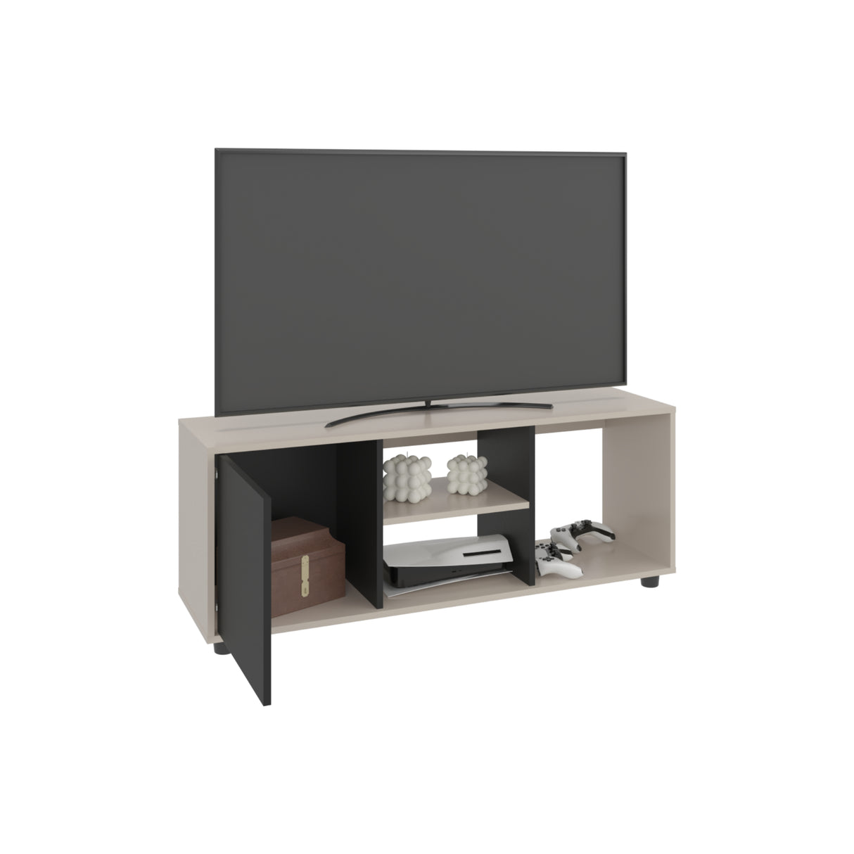 Rack de TV Adel Capri y Wengue 120.3x46.7cm para TV Hasta 50" Pulgadas con Tres Compartimientos