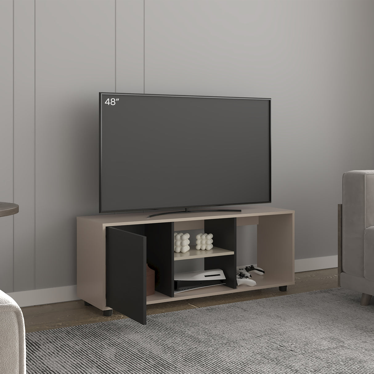 Rack de TV Adel Capri y Wengue 120.3x46.7cm para TV Hasta 50" Pulgadas con Tres Compartimientos