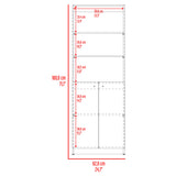 Estantería Rectangular Home Fresno Europeo y Blanco Marquez 62.8x180.6cm con Tres Compartimientos y con Un Entrepaños