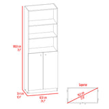 Estantería Rectangular Home Fresno Europeo y Blanco Marquez 62.8x180.6cm con Tres Compartimientos y con Un Entrepaños