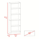 Estantería Rectangular Home Fresno Europeo y Blanco Marquez 62.8x180.6cm con Cuatro Compartimientos y con Tres Entrepaños