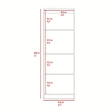 Estantería Rectangular Home Fresno Europeo y Blanco 62.8x180.6cm con Cuatro Compartimientos y con Tres Entrepaños